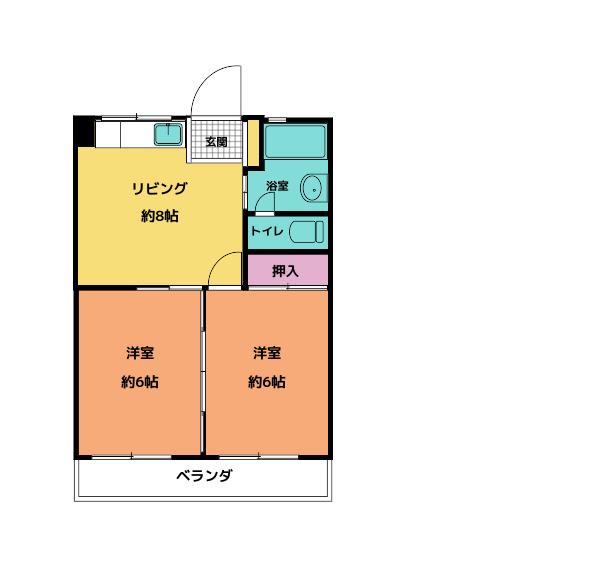 コーポ花菊(2DK/3階)の間取り写真