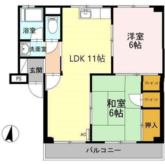 大林マンション(2LDK/1階)の間取り写真