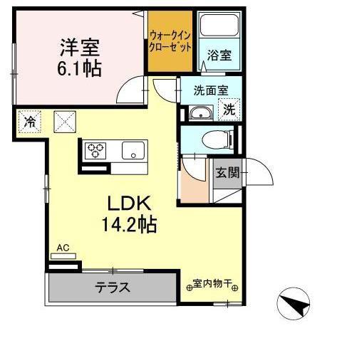 エミグランド愛甲石田(1LDK/3階)の間取り写真