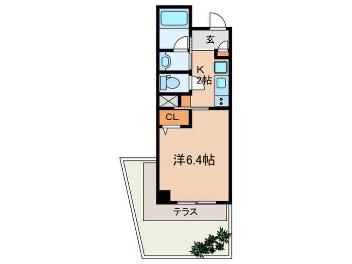 クリオ上野毛ラ・モード(1K/1階)の間取り写真