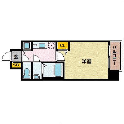 プレサンス梅田東アルファ(1K/7階)の間取り写真