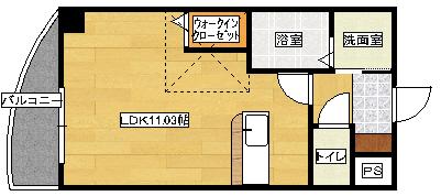 グランドポレストーネ竹屋(ワンルーム/11階)の間取り写真