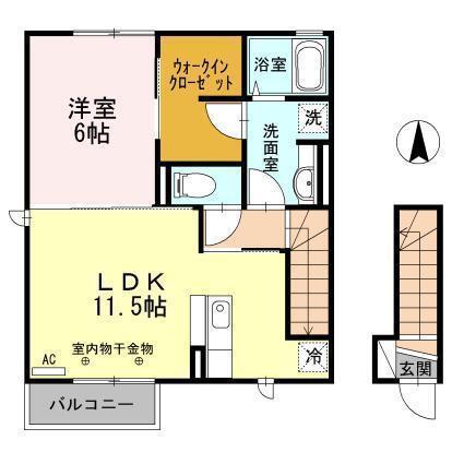 グレースフィールドF(1LDK/2階)の間取り写真