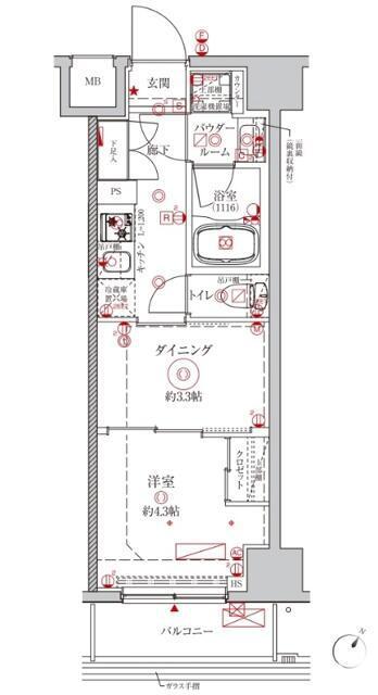 クレイシアIDZ川崎ザ・テラス(2K/6階)の間取り写真
