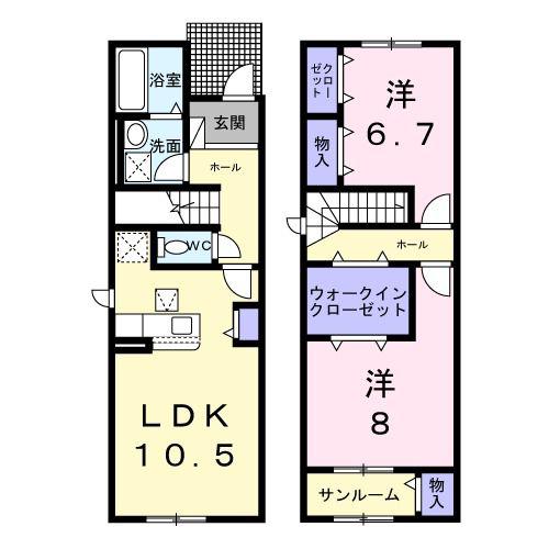 HMHIDA-MARI(2LDK/1階)の間取り写真