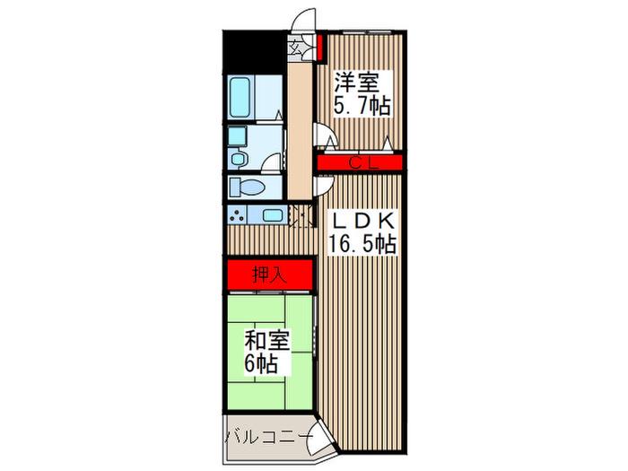 マサルマンション(2LDK/3階)の間取り写真