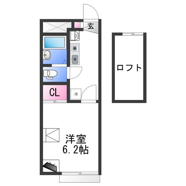 レオパレスベルソー(1K/2階)の間取り写真