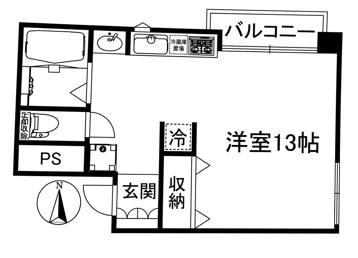 ハピネス三宿(1K/1階)の間取り写真
