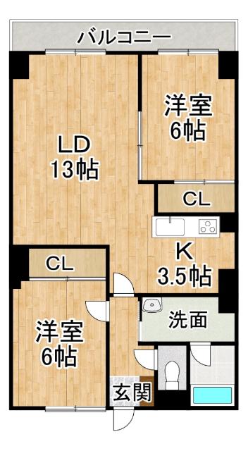 CENTER CITY(2LDK/10階)の間取り写真