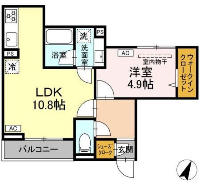 D-NEUK(1LDK/3階)の間取り写真