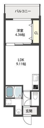 グランパシフィック帝塚山INNOVATION(1LDK/8階)の間取り写真