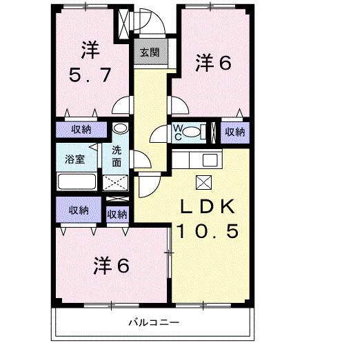 ナハムトジーク(3LDK/1階)の間取り写真