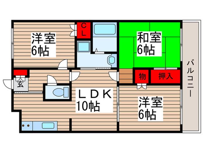 ランドハイツ西浦和(3LDK/1階)の間取り写真