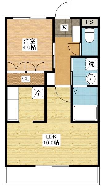 サンリバー(1LDK/2階)の間取り写真