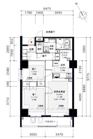 EVERGREEN/向ヶ丘遊園(2LDK/8階)の間取り写真