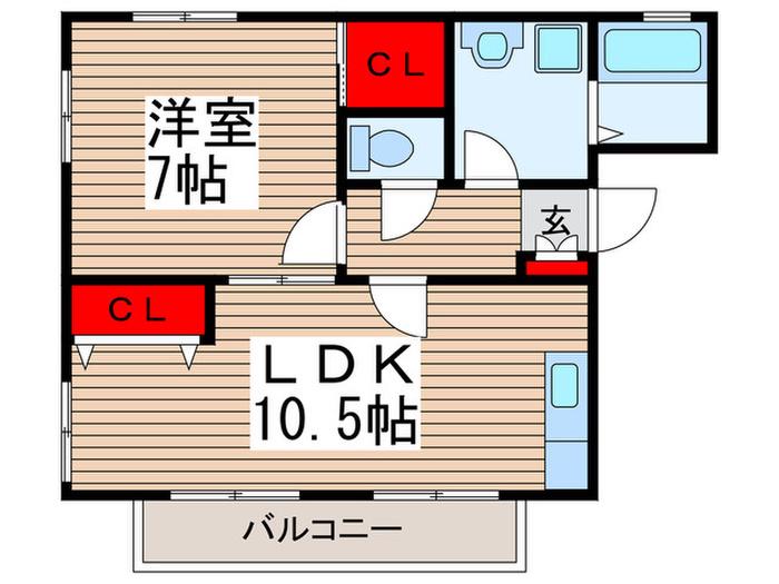 ＪＲ埼京線 武蔵浦和駅 徒歩6分 2階建 築24年(1LDK/2階)の間取り写真