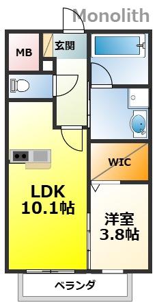YF宮山台ガーデン(1LDK/3階)の間取り写真