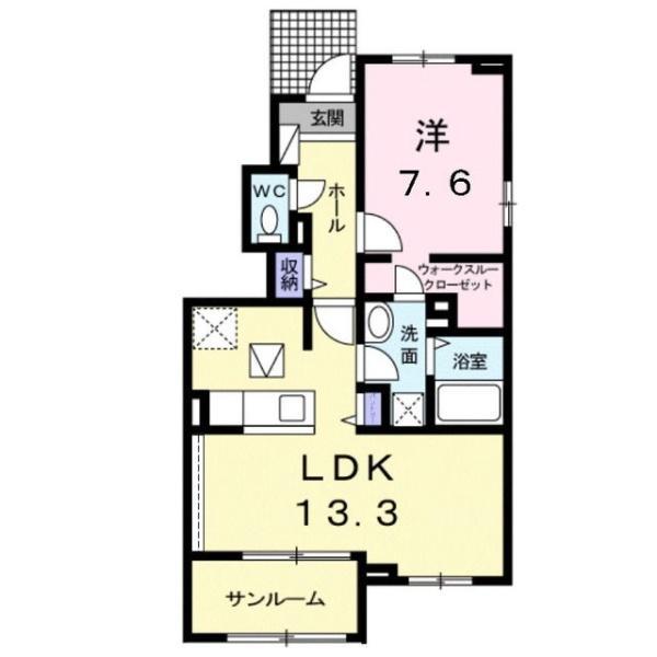 ブライト スクエアⅢ A(1LDK/1階)の間取り写真