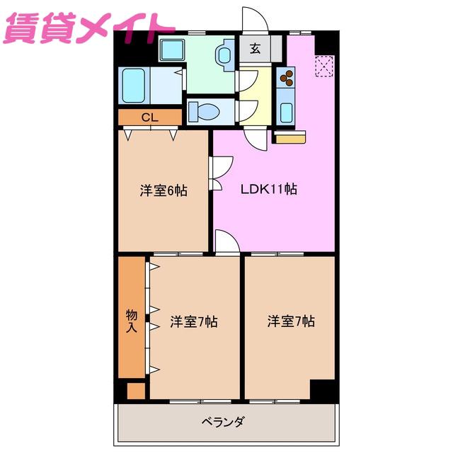 ルールマラン(3LDK/4階)の間取り写真