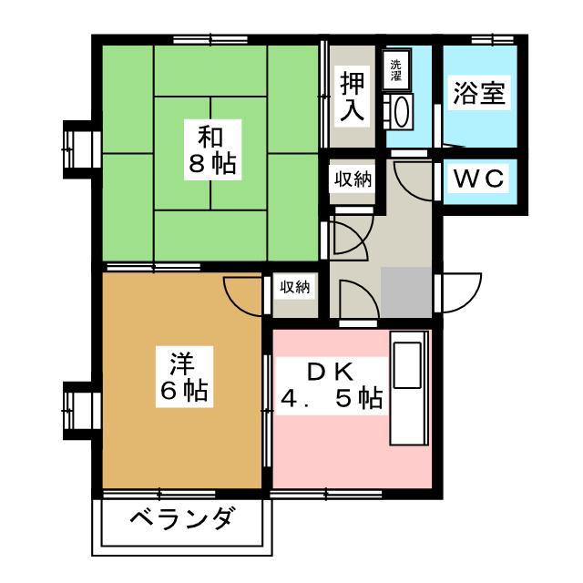ピアハイツ星の宮A(2DK/1階)の間取り写真