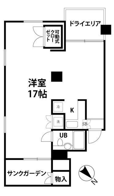 ケルミス(ワンルーム/1階)の間取り写真
