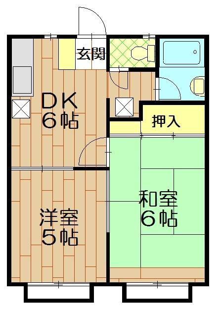 パーシモンハイツ(2DK/1階)の間取り写真