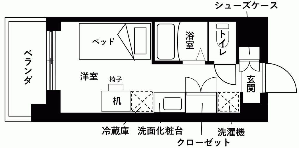 ウエリスアイビー世田谷仙川(ワンルーム/3階)の間取り写真