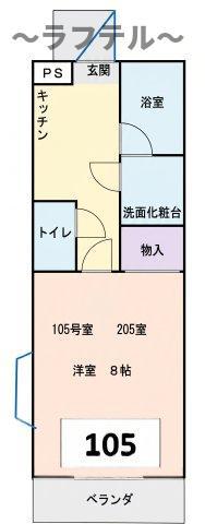 ジョイハウスII(1K/1階)の間取り写真