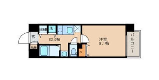 ルミエール(1K/2階)の間取り写真
