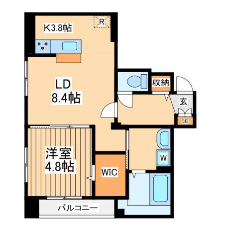 ヴィレッジシノ(1LDK/1階)の間取り写真