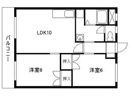 コーポ平福(2LDK/3階)の間取り写真