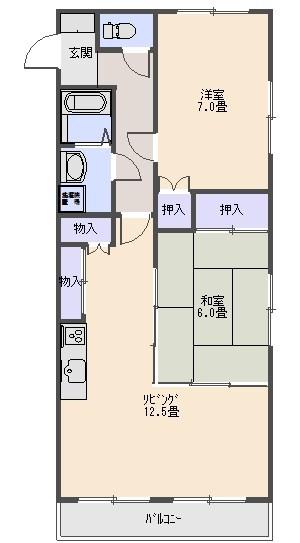 レジデンスコスモスII(2LDK/1階)の間取り写真
