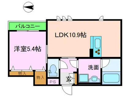 シャーメゾン静(1LDK/2階)の間取り写真
