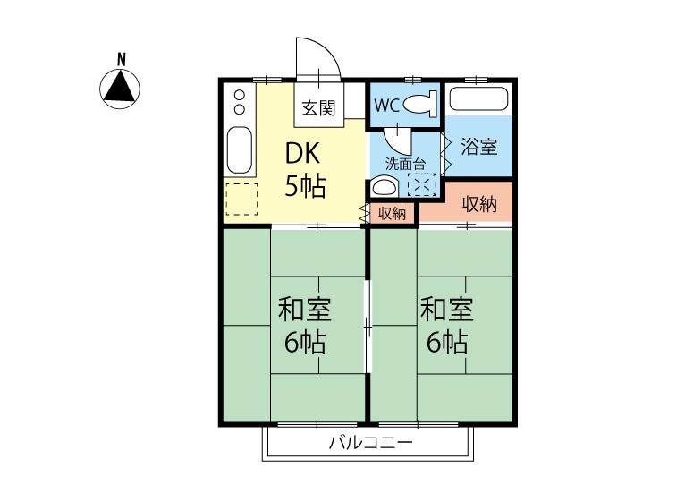ハウスサンライフ(2DK/2階)の間取り写真