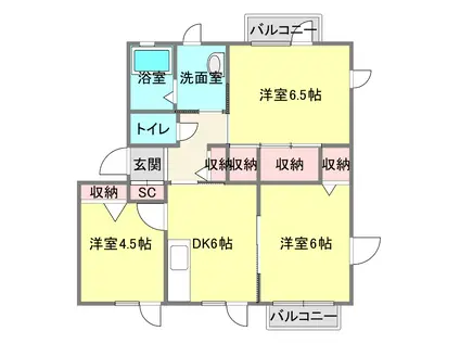 ヴァンベールA棟(3DK/2階)の間取り写真