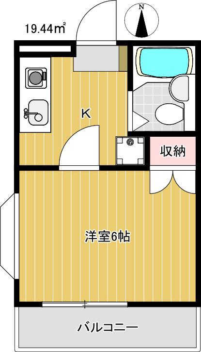 ＪＲ中央線 三鷹駅 徒歩4分 3階建 築35年(1K/3階)の間取り写真