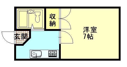 グランドハイツ鎌倉(1K/2階)の間取り写真