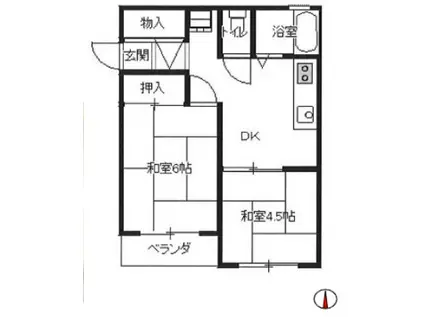 サニーヴィラ(2DK/1階)の間取り写真