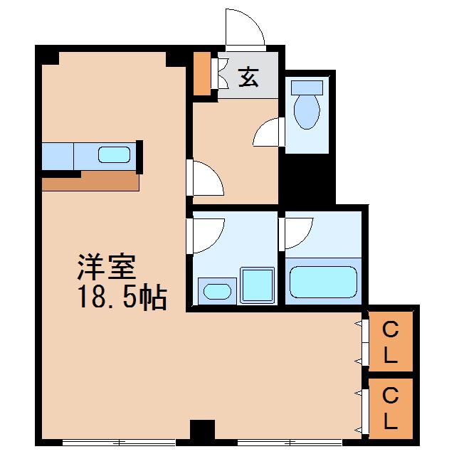 中駒新栄レオンビル(ワンルーム/5階)の間取り写真