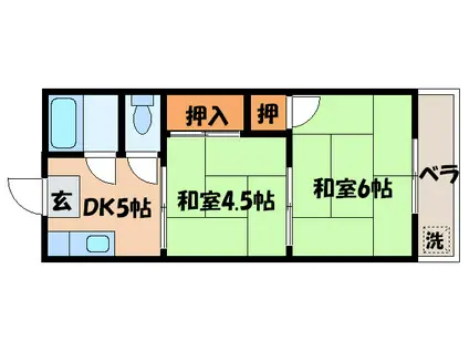 セントラル修学院(2DK/2階)の間取り写真