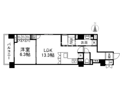 リーガル京都堀川中立売II(1LDK/7階)の間取り写真