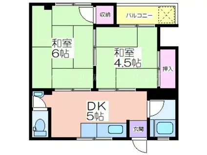 ハイツミナト(2DK/3階)の間取り写真