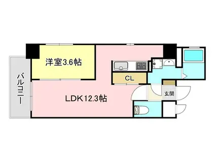ERDE三萩野(1LDK/4階)の間取り写真