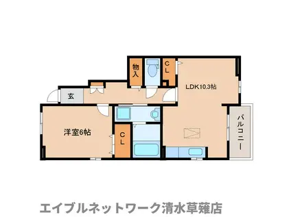 シャイニー(1LDK/1階)の間取り写真