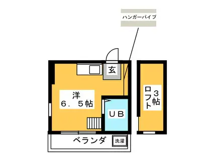 ハウス浅間(ワンルーム/1階)の間取り写真