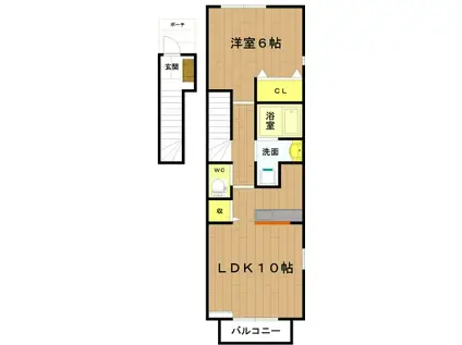 近鉄山田線 宮町駅 徒歩10分 2階建 築18年(1LDK/2階)の間取り写真