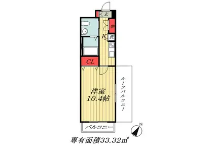 市川妙典レジデンス(1K/4階)の間取り写真