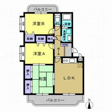 ユーミーローズ(3LDK/3階)の間取り写真