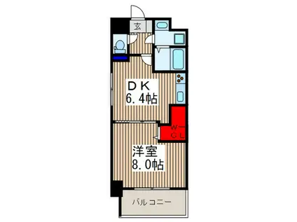 アグレアーブル(1DK/8階)の間取り写真