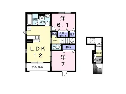 太子町東南アパート(2LDK/2階)の間取り写真